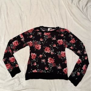 Black floral long sleeve sweater